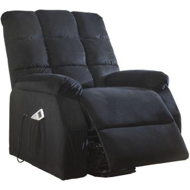 Homeroots Black Velvet Recliner With Power Lift And Massage