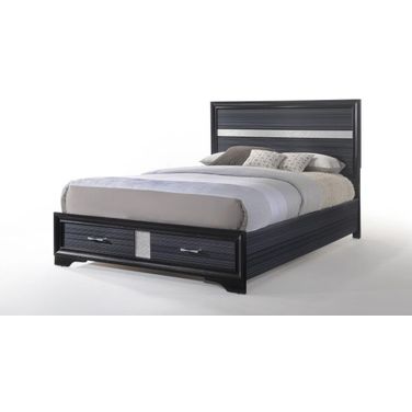 Homeroots Black Wood Queen Bed With Storage