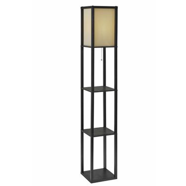 Homeroots Black Wood Shelf Floor Lamp 372524