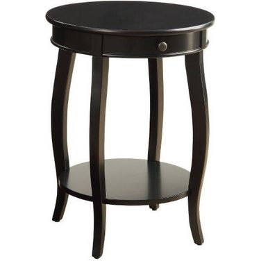 Homeroots Black Wood Veneer Side Table 286302
