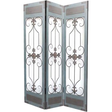 Homeroots Blue Wood Metal Screen