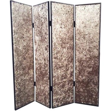 Homeroots Bronze Wood And Fabric Screen 274721