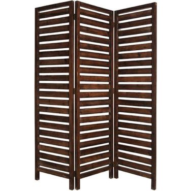 Homeroots Brown 3 Panel Solid Wood Fortress Screen 274852