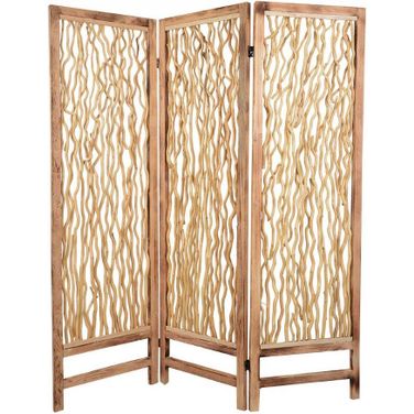Homeroots Brown 3 Panel Wood Foldable Screen 274728