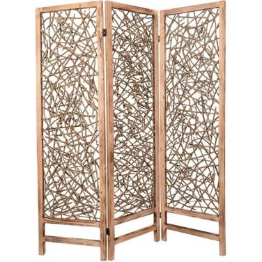 Homeroots Brown 3 Panel Wood Foldable Screen 274729