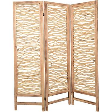 Homeroots Brown 3 Panel Wood Foldable Screen 274730