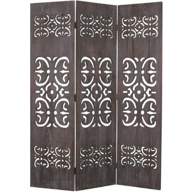 Homeroots Brown 3 Panel Wood Screen