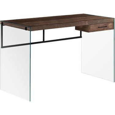 Homeroots Brown Black Clear Particle Board Computer Desk