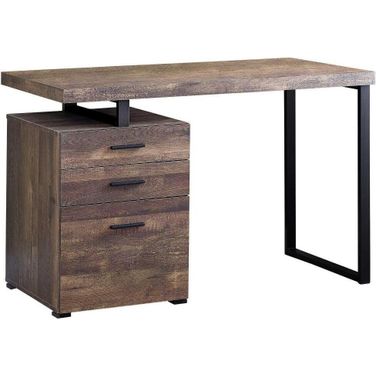 Homeroots Brown Black Particle Board Hollow Core Metal Computer Desk 333509