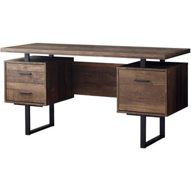 Homeroots Brown Black Particle Board Hollow Core Metal Computer Desk 333517