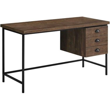 Homeroots Brown Black Particle Board Hollow Core Metal Computer Desk 333550