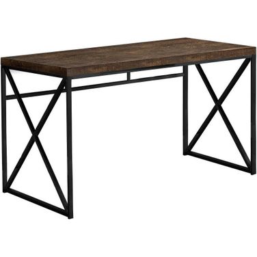 Homeroots Brown Black Particle Board Metal Computer Desk 333547