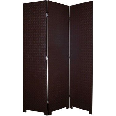 Homeroots Brown Criss Cross Faux Leather Screen