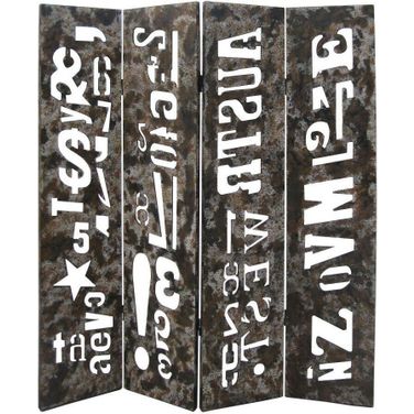 Homeroots Brown Distressed Wooden Screen
