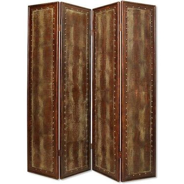 Homeroots Brown Faux Leather Reptillian Screen