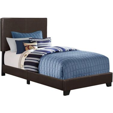 Homeroots Brown Foam Solid Wood Leather Look Twin Size Bed