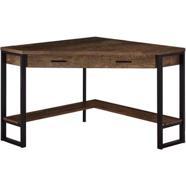 Homeroots Brown Reclaimed Wood Corner Computer Desk