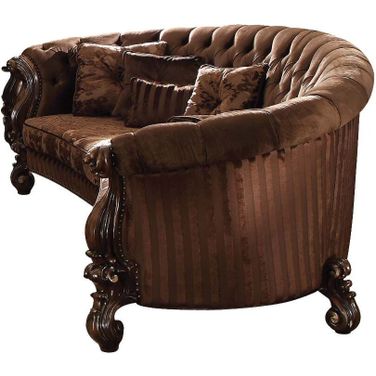 Homeroots Brown Velvet Cherry Oak Upholstery Poly Resin Sofa With 5 Pillows