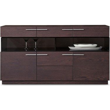 Homeroots Brown Veneer And Glass Buffet