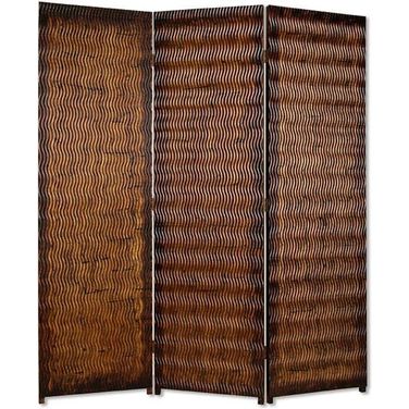 Homeroots Brown Wood 3 Panel Screen