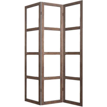 Homeroots Brown Wood Glass Screen
