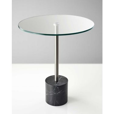 Homeroots Brushed Steel Black Marble End Table