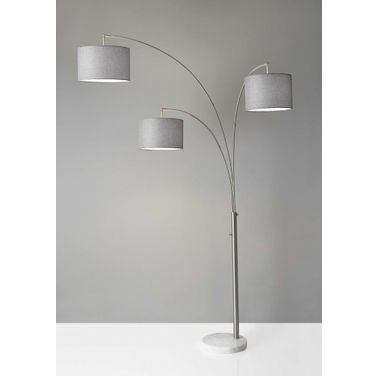 Homeroots Brushed Steel Metal 3 Arm Arc Lamp 372713