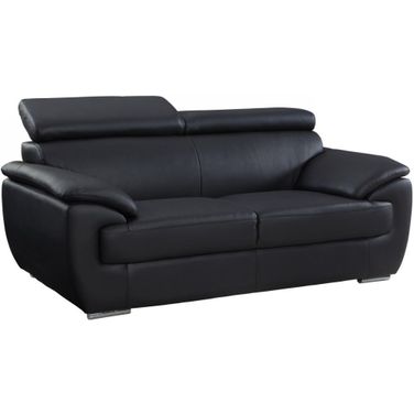 Homeroots Captivating Black Leather Loveseat