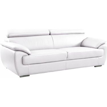 Homeroots Captivating White Leather Sofa