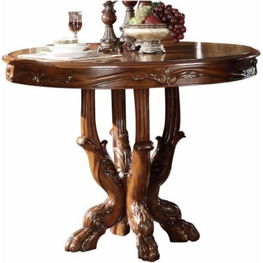 Homeroots Cherry Oak Wood Poly Resin Counter Height Table