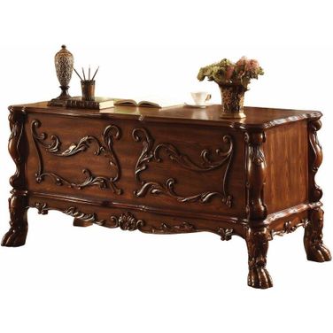 Homeroots Cherry Oak Wood Poly Resin Ex Ecutive Desk 347009