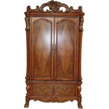Homeroots Cherry Oak Wood Poly Resin Tv Armoire