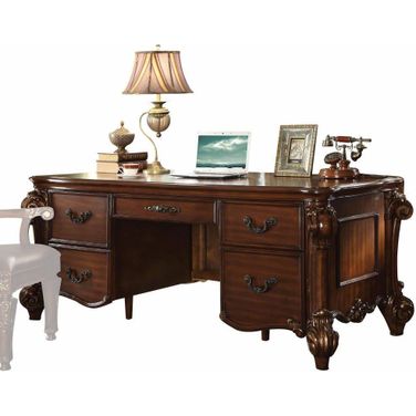 Homeroots Cherry Wood Poly Resin Ex Ecutive Desk 348663