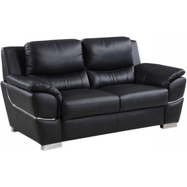 Homeroots Chic Black Leather Loveseat 329476
