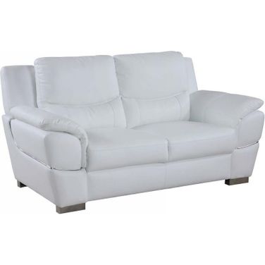 Homeroots Chic White Leather Loveseat