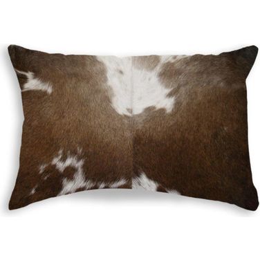 Homeroots Chocolate And White Torino Kobe Cowhide Pillow