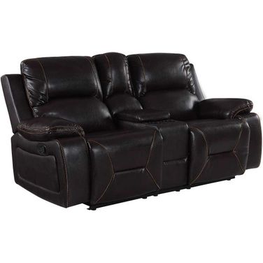Homeroots Classy Brown Leather Loveseat