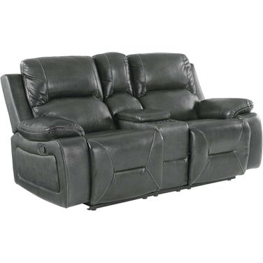 Homeroots Classy Grey Leather Loveseat