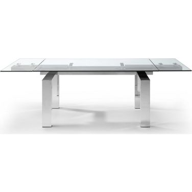 Homeroots Clear Glass And Aluminum Extendable Dining Table