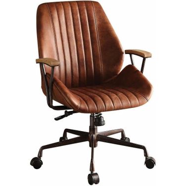Homeroots Cocoa Top Grain Leather Office Chair