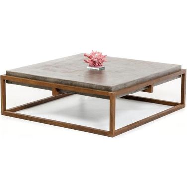 Homeroots Concrete And Metal Coffee Table