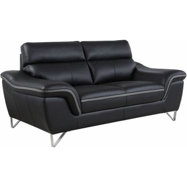 Homeroots Contemporary Black Leather Loveseat