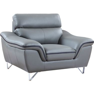 Homeroots Contemporary Grey Leather Chair