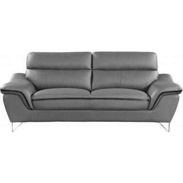 Homeroots Contemporary Grey Leather Loveseat