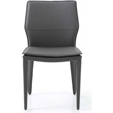 Homeroots Dark Faux Leather And Metal Dining Chair 370668
