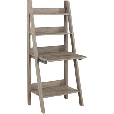 Homeroots Dark Taupe And Ladder Style Computer Desk