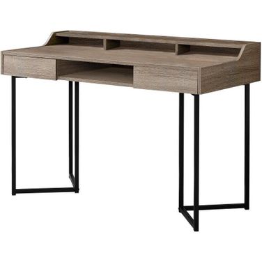 Homeroots Dark Taupe Black Metal Computer Desk 333483
