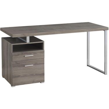 Homeroots Dark Taupe Silver Particle Board Hollow Core Metal Computer Desk 333385