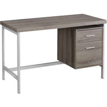 Homeroots Dark Taupe Silver Particle Board Hollow Core Metal Computer Desk 333388