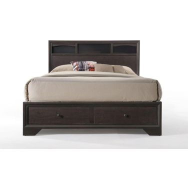 Homeroots Espresso Rubber Wood Queen Bed With Storage 285860